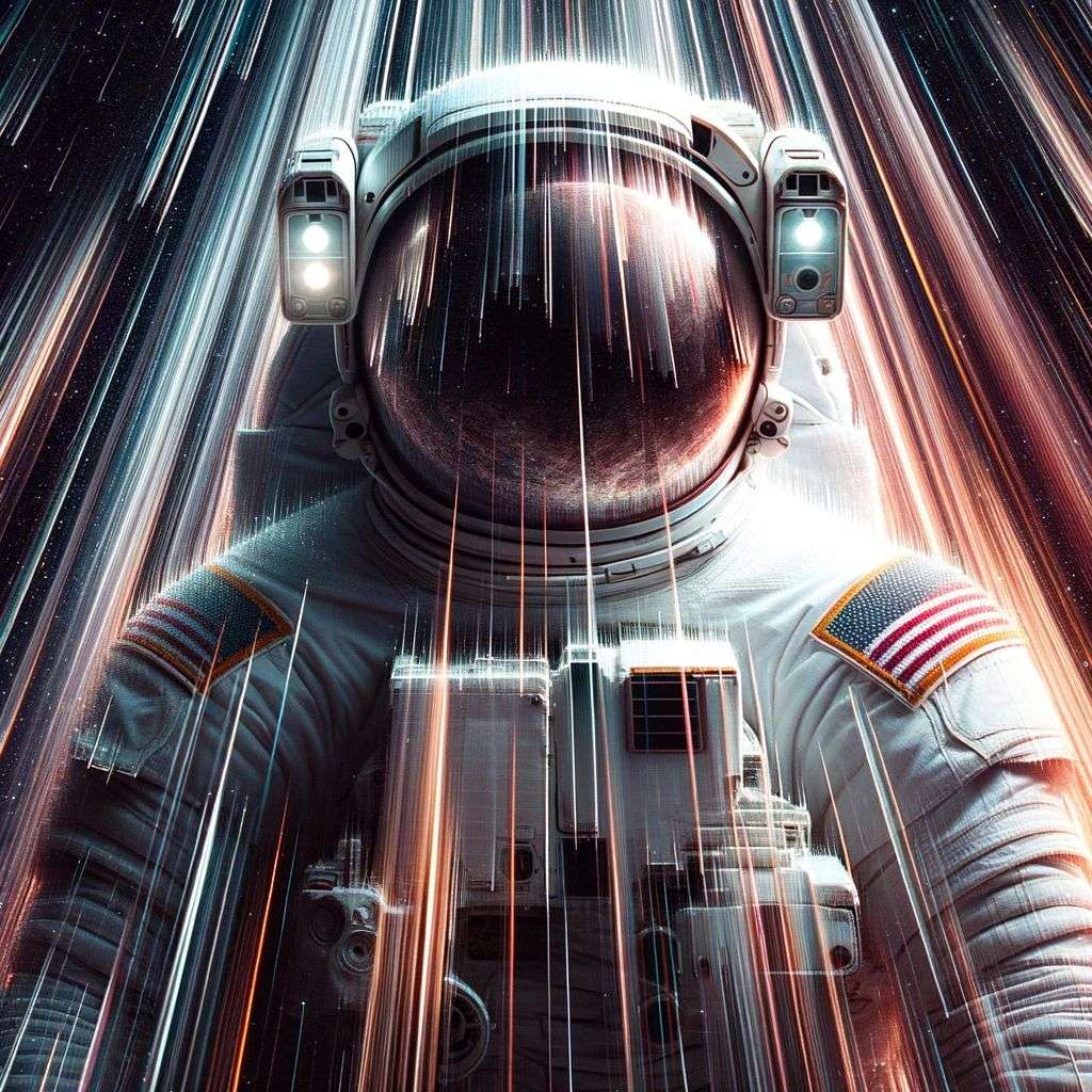 an astronaut, pixel sorting glitch art